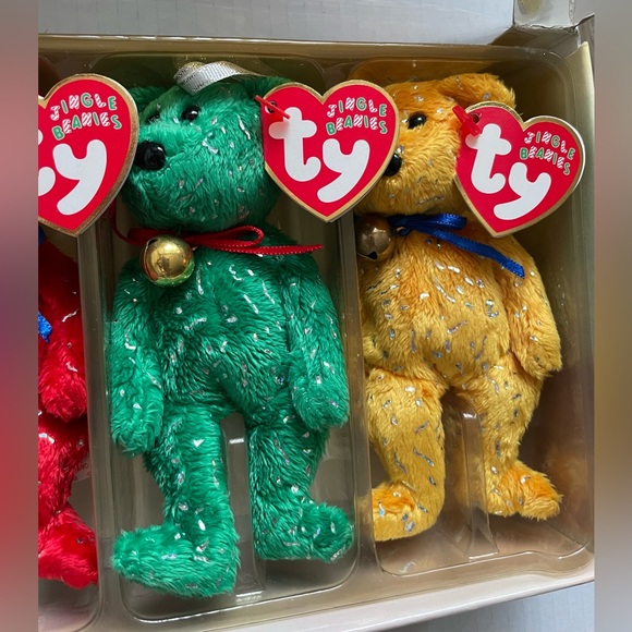 TY Decade Jingle Beanies Set of 4 Beanie Ornaments from 2003 in Collectors Box - Picture 9 of 15